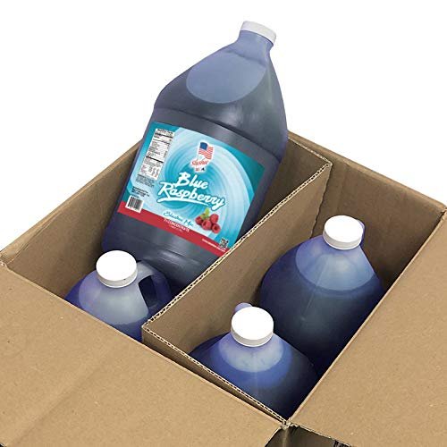 Blue Raspberry Slushee Mix | Case of 4 x 1 Gallons - 512 oz | (Yields Approx. 385-12oz servings per case) | Mix 7 Parts Water With 1 Part Syrup