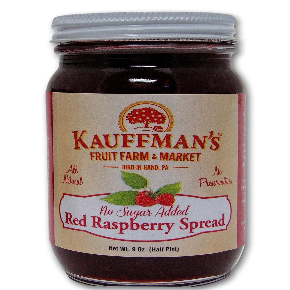 Kauffman Orchards Red Raspberry Fruit Spread, All Natural, No Preservatives or Granulated Sugar Added, 9 Oz. (Pack of 1)