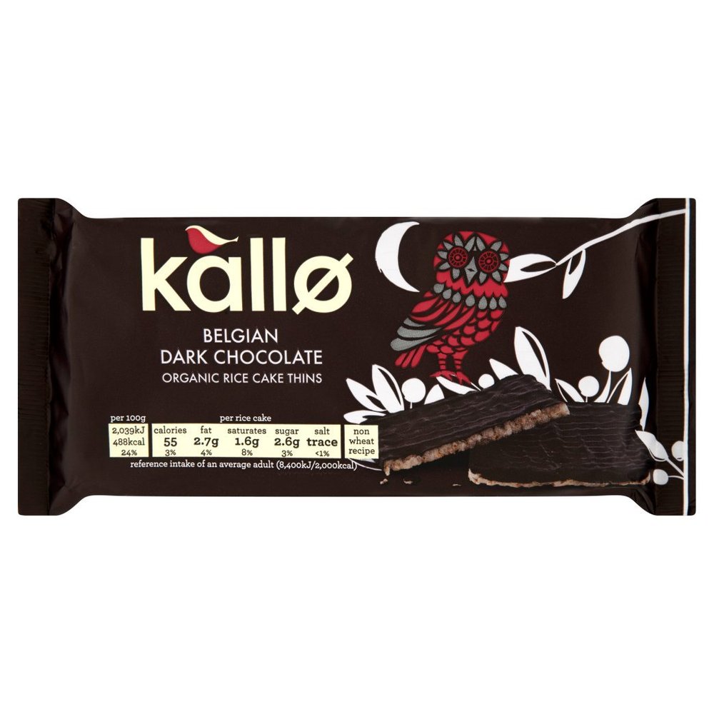 Kallo - Belgian Dark Chocolate Organic Rice Cake Thins - 90g (Case of 16)