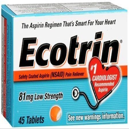 Ecotrin Low Strength Safety Coated Aspirin, NSAID 81mg, 45 count
