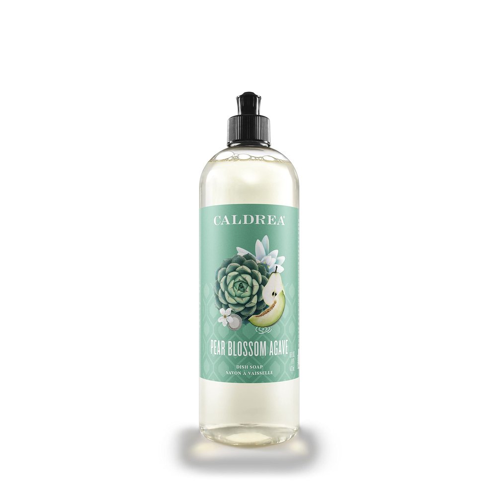 Caldrea Dish Soap, Biodegradable Dishwashing Liquid made with Soap Bark and Aloe Vera, Pear Blossom Agave Scent, 16 oz