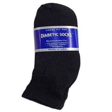 3 Pairs of Mens Black Diabetic Ankle Socks 13-15 Size
