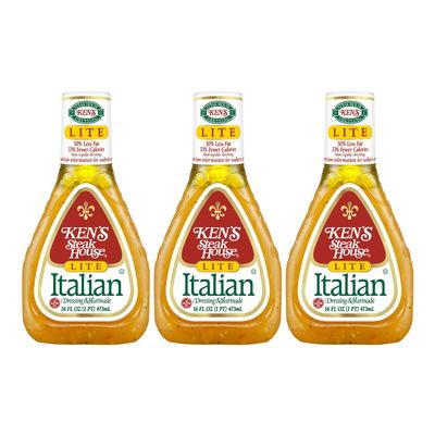 Ken's Steak House Lite Italian Dressing & Marinade, 16 Fl Oz (Pack of 3)