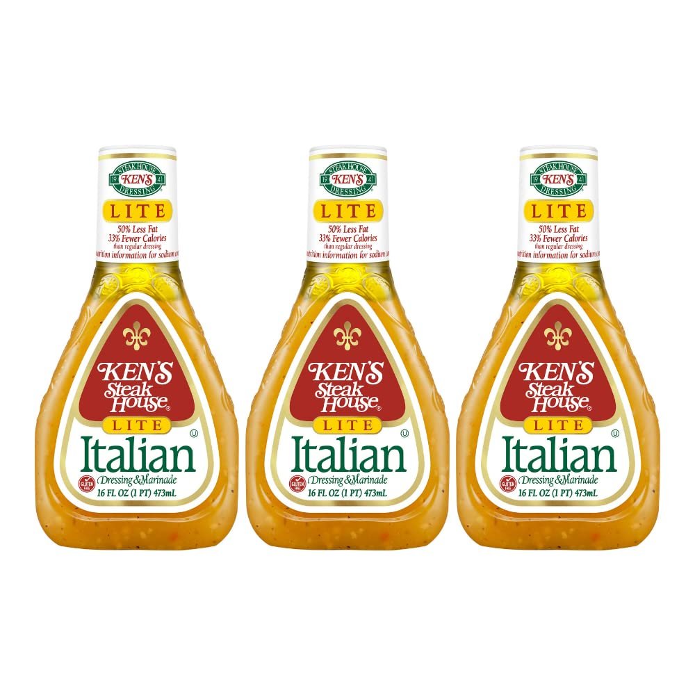 Ken's Steak House Lite Italian Dressing & Marinade, 16 Fl Oz (Pack of 3)