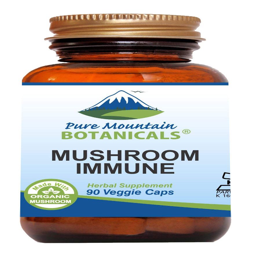Pure Mountain Botanicals Mushroom Immune - 90 Kosher Capsules with 14 Powerful Mycelium Including Certified Organic Maitake - Reishi - Turkey Tail - Chaga - Cordyceps - Shiitake - Lions Mane