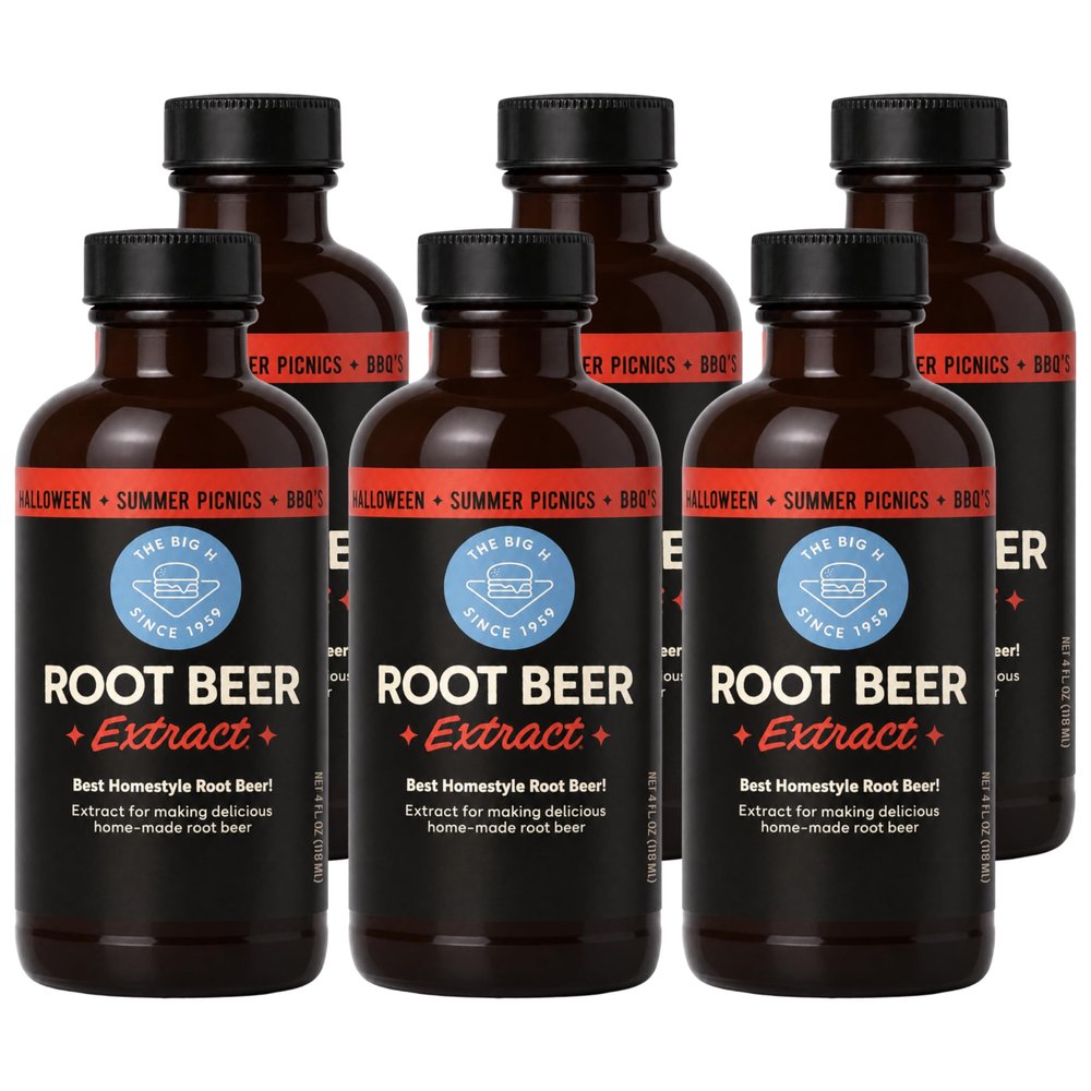 Hires Big H Root Beer Extract, Root Beer Soda and Dessert Syrup, 4 Fl Oz (Pack of 6)