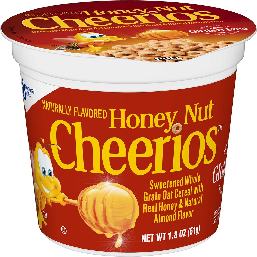 Honey Nut Cheerios Cups, Gluten Free, Cereal with Oats, 1.8 oz (Pack of 12)