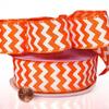 1 1/2" X 20 Yards Orange Chevron Satin Wired Ribbon view 1