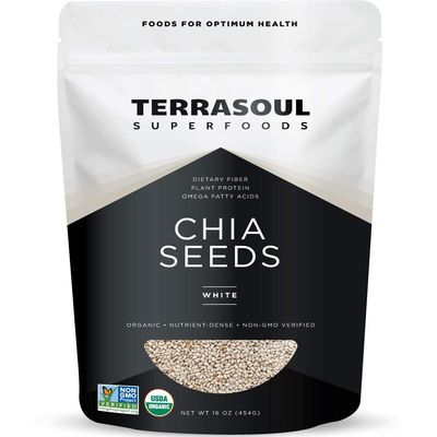Terrasoul Superfoods Organic White Chia Seeds, 16 Oz - Omega Fats | Fiber | Plant Protein