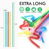 12.8inch Disposabl Drinking Straws, Colorful Extra Long Flexible Bendy Party Straws, 100 Pieces view 2