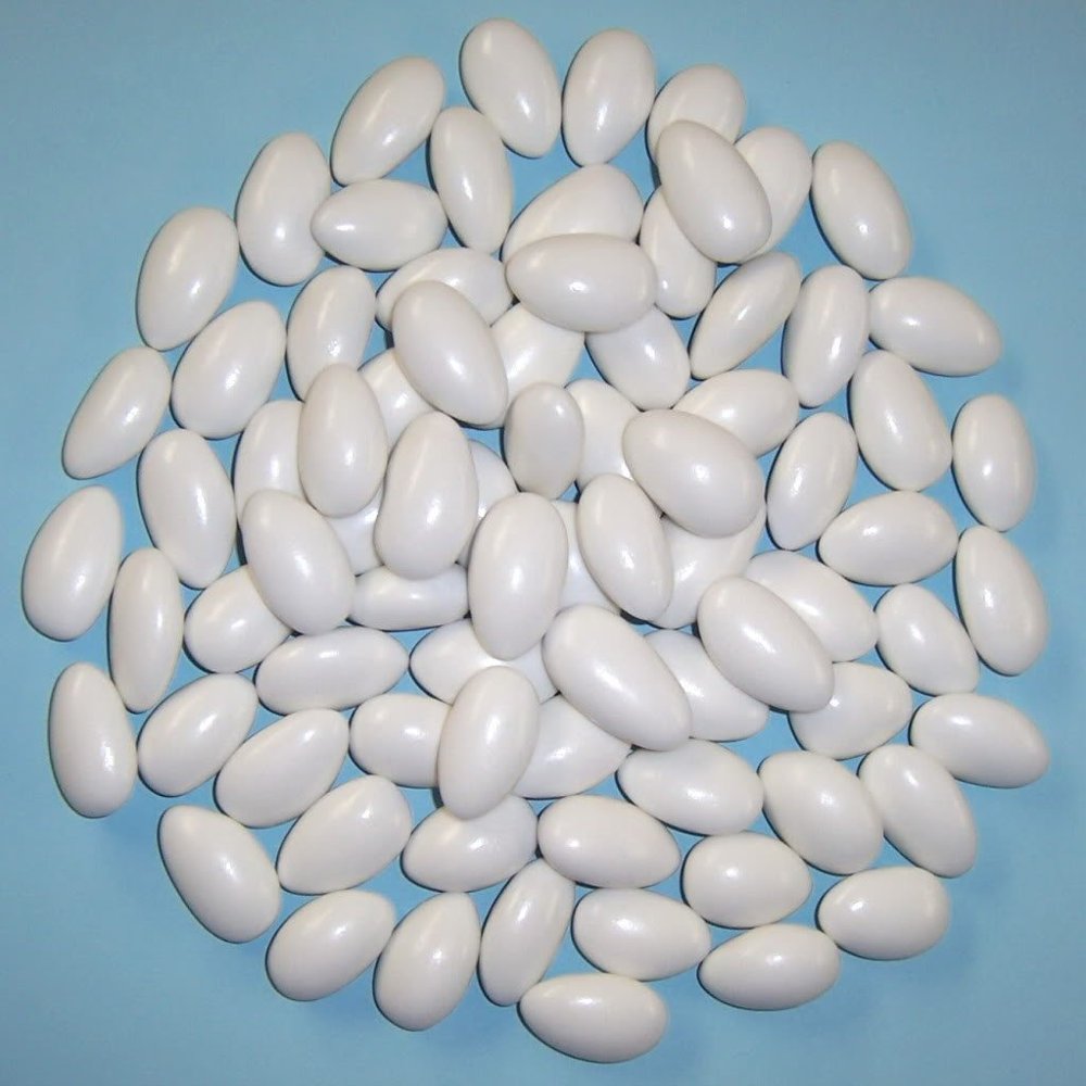 Scott's Cakes White Jordan Almonds in a 1 Pound White Bakery Box