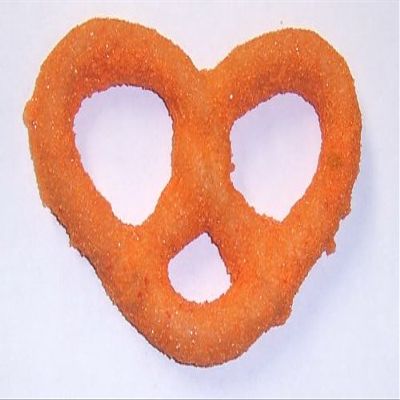 Scott's Cakes White Chocolate Covered Pretzels with Orange Sugar in a 1 Pound Clear Cello Bag