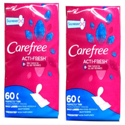 Carefree Pantiliners Thin to Go Unscented - 60 Count, Pack of 2