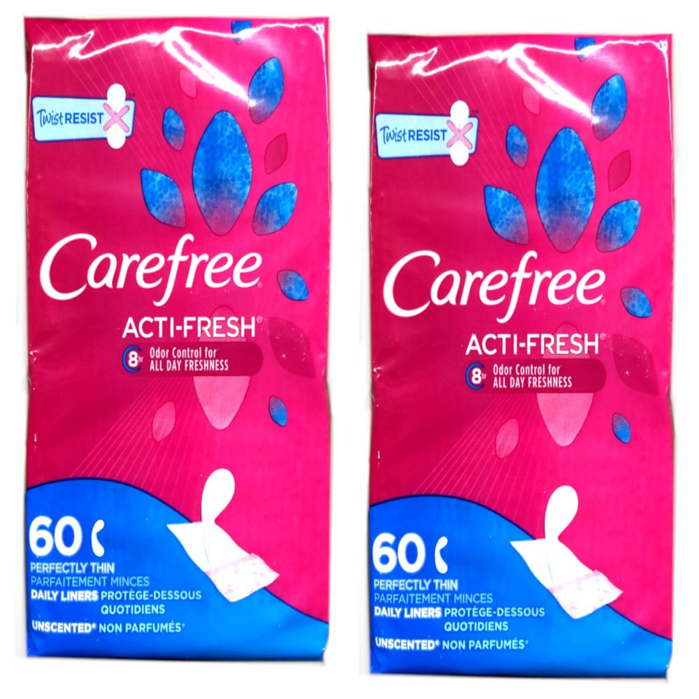 Carefree Pantiliners Thin to Go Unscented - 60 Count, Pack of 2