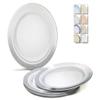 " OCCASIONS " 120 Plates Pack, Heavyweight Disposable Wedding Party Plastic Plates (10.5'' Dinner Plate, Celebration in White & Silver) view 1