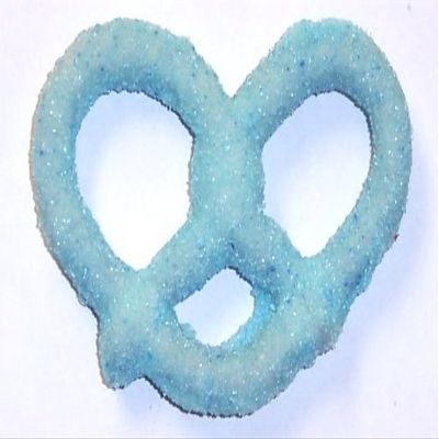 Scott's Cakes White Chocolate Covered Pretzels with Lite Blue Sugar in a 1 Pound White Bakery Box