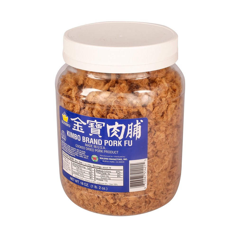 cooked dried pork () kimbo brand pork fu 18 oz (1 lb 2 oz) made in usa