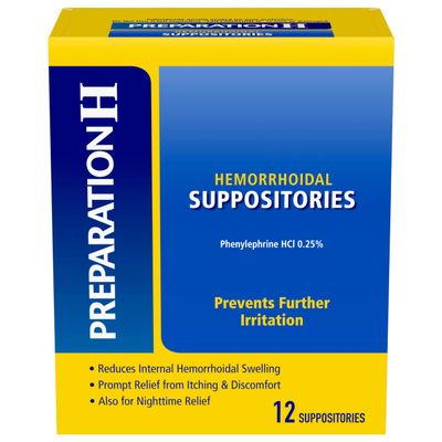 Preparation H Hemorrhoid Suppositories For Itching And Discomfort Relief - 12 Count (Pack of 1)