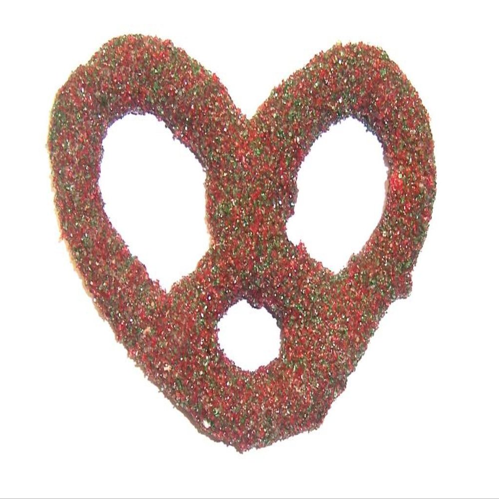 Scott's Cakes Milk Chocolate Covered Pretzels with Christmas Red and Green Sugar in a 1 Pound Clear Cello Bag