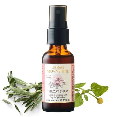 Urban Moonshine Throat Spray | Organic Herbal First Aid Supplement with Sage, Spilanthes and Raw Honey | Fast-Acting | Soothes, Coats & Moistens | 1 FL OZ (Pack of 1)