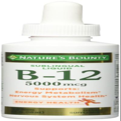 Nature's Bounty B-12 5000 mcg Sublingual Liquid Energy Health 2 oz (Pack of 5)