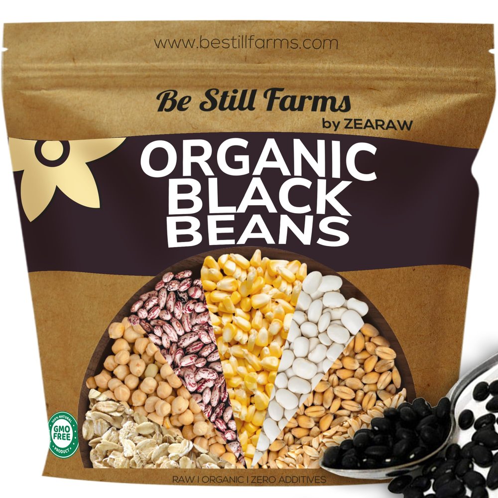 Be Still Farms Organic Black Beans Dry (4.8lb) - Dried Turtle Kidney Beans Bulk - Great for Soup, Salsa, Salads - High in Protein & Fiber | USA Grown | USDA Certified | Vegan | Non-GMO | Gluten Free