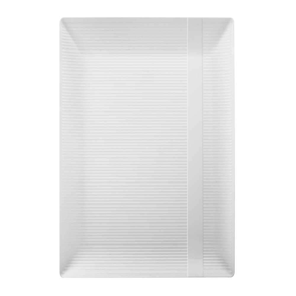 Exquisite Disposable-White-Plastic-Plates-Square Linear (40 Pack) Wedding Dinner Fancy Tableware Dishes (7.5 Inch., White) Single Size Set