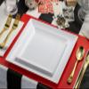 Exquisite Disposable-White-Plastic-Plates-Square Linear (40 Pack) Wedding Dinner Fancy Tableware Dishes (7.5 Inch., White) Single Size Set view 4