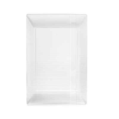 Exquisite Disposable-Clear-Plastic-Plates-Square Linear (40 Pack) Wedding Dinner Fancy Tableware Dishes (7.5 Inch., Clear) Single Size Set