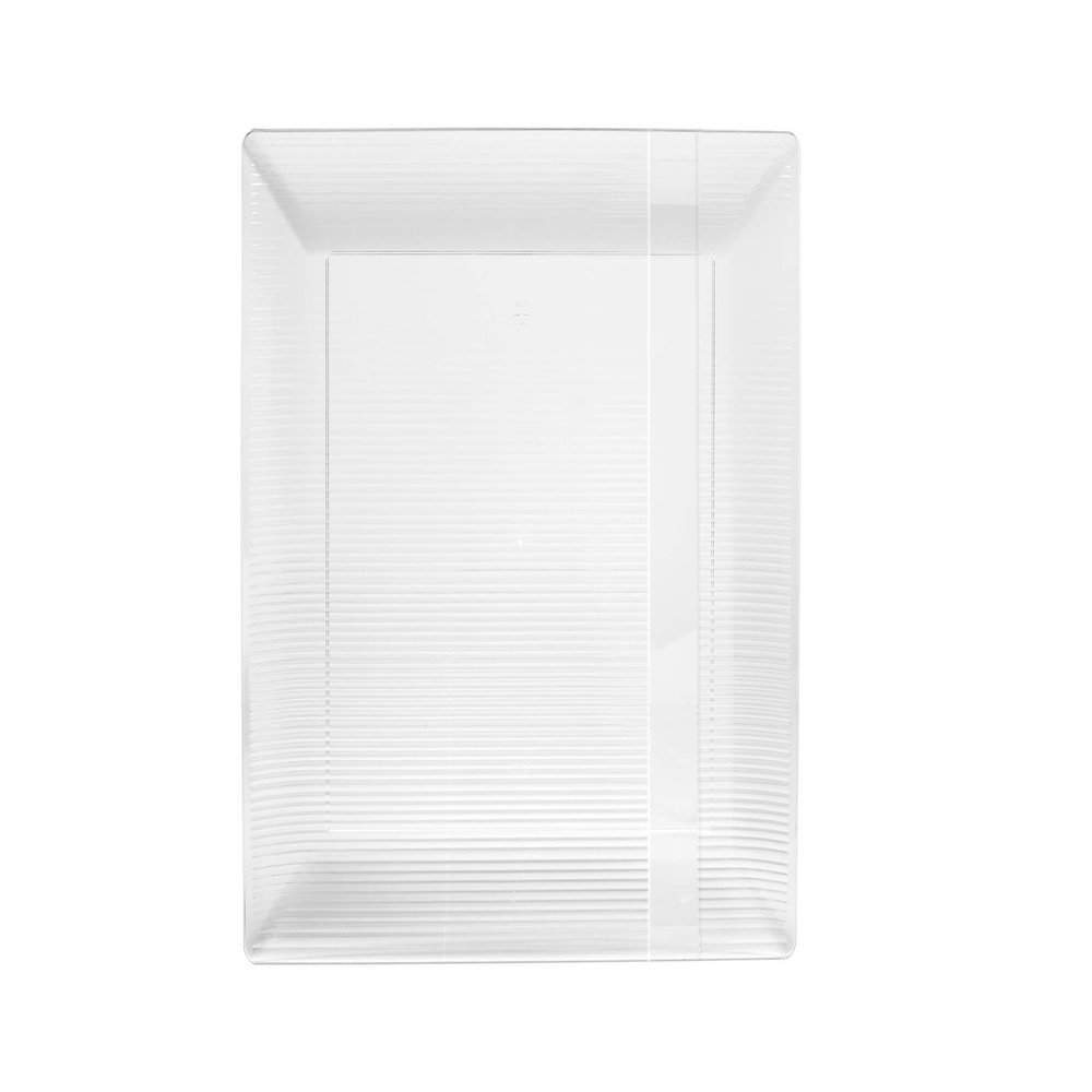 Exquisite Disposable-Clear-Plastic-Plates-Square Linear (40 Pack) Wedding Dinner Fancy Tableware Dishes (7.5 Inch., Clear) Single Size Set