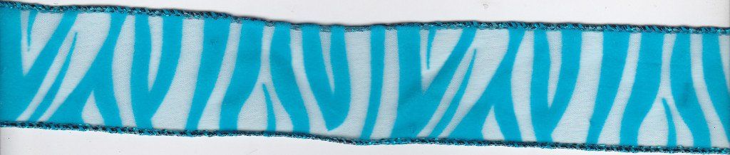 1 1/2" Flocked Zebra Ribbon - Blue - 2 Yards