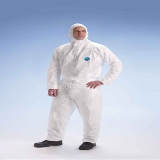 Tyvek Disposable Suit by Dupont with Elastic Wrists, Ankles and Hood (2XL) Size: 2XL Model: Health and Beauty