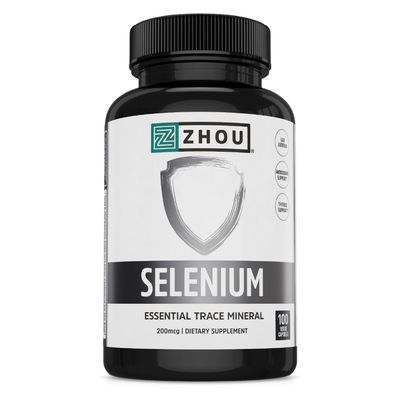 Zhou Selenium - Selenium 200mcg Capsules, Mineral Supplements for Women and Men, Antioxidant, Thyroid, and Cellular Support, Vegan, Pure - 100 Veggie Capsules