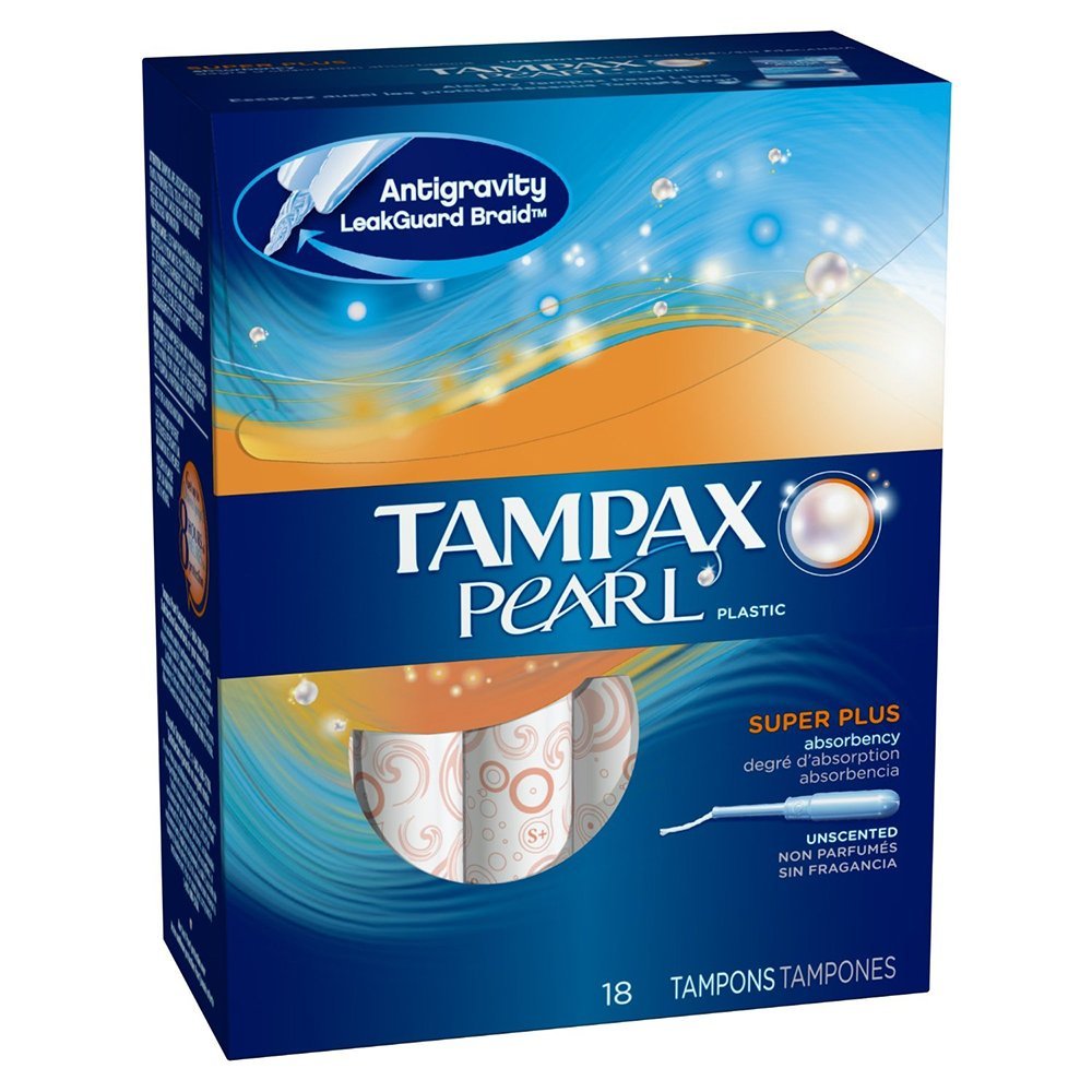Tampax Pearl Unscented Super Plus Tampons, 18ct