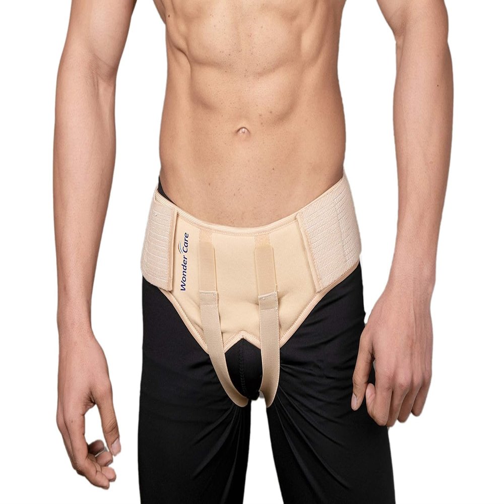 Wonder Care Hernia Support - Groin Hernia Support for Men, 2 Removable Compression Pads & Adjustable Groin Straps, Double inguinal Hernia Support for Men -L
