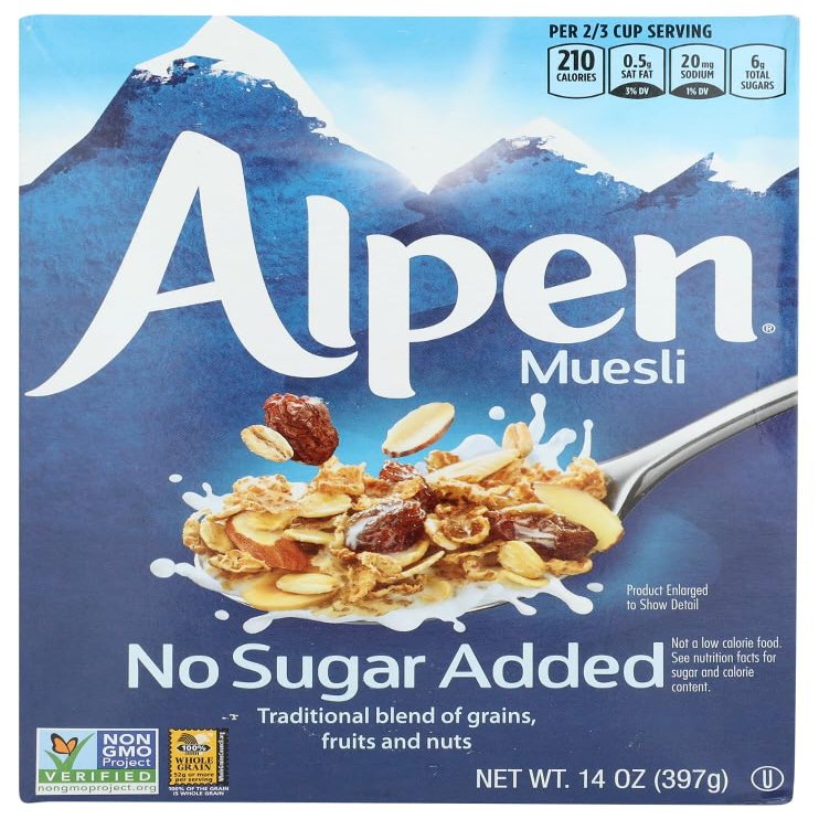 Alpen Cereal, No Sugar Added, 14-Ounce Box (Pack of 3) by Alpen