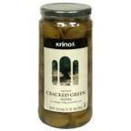 Krinos Cracked Green Olives 16 OZ (Pack of 18) by Krinos