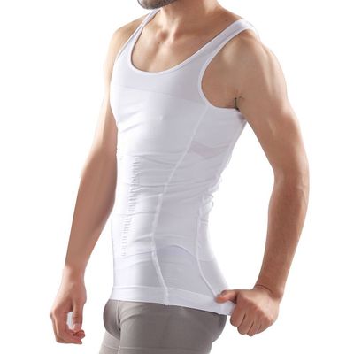 Beautyko USA 4 Pair Abs Accentuating Cellulite Erasing Trim Undershirt, White, X-Large