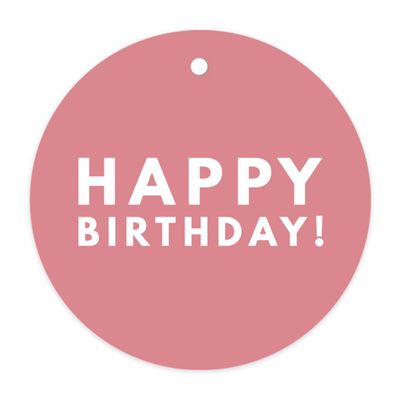 Andaz Press Circle Gift Tags, Modern Style, Happy Birthday!, Coral, 24-Pack