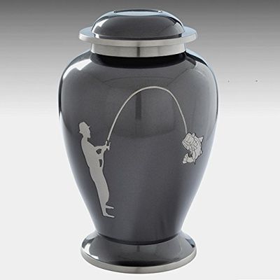 Beautiful Fishing Memorial Cremation Urn- Brass,sports Urn