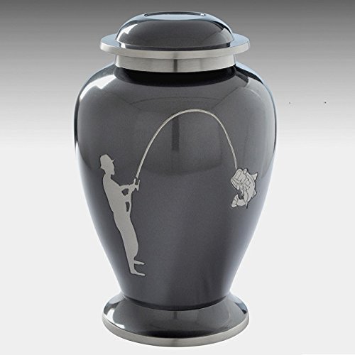 Beautiful Fishing Memorial Cremation Urn- Brass,sports Urn