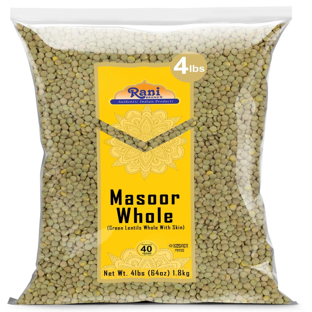 Rani Masoor Whole (Green Lentils Whole With Skin) 64oz (4lbs) 1.81kg Bulk ~ All Natural | Vegan | Gluten Friendly | Non-GMO | Kosher | Product of USA