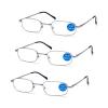 Viscare Impeccable Metal Frame and Crystal Clear Vision 3-Pack Men Women Metal Spring Hinged Full Frame Reading Glasses Readers w/ 3 Pouches 1 Cloth +1.00 view 1