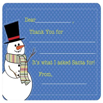 Script and Scribble Mr. Snowman Fill-in Thank You Note Cards for Kids, 5.5" X 4.25" Notecards with White Envelopes