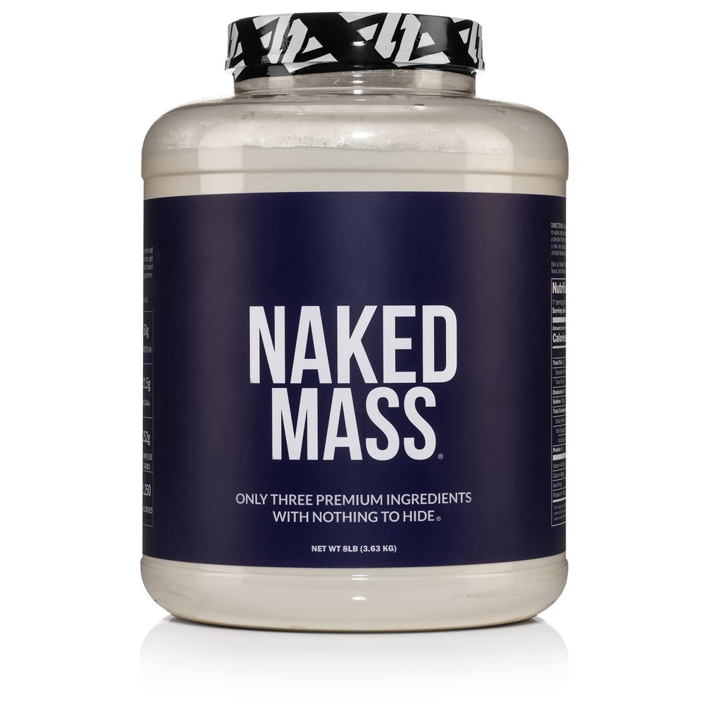 NAKED Mass - Natural Weight Gainer Protein Powder - 8 LB Bulk, GMO Free, Gluten Free & Soy Free. No Artificial Ingredients - 1,250 Calories per Serving