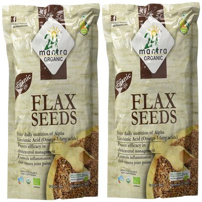 24 Mantra Organic Flax Seeds USDA Certified Organic EU Certified Organic Pesticides Free Adulteration Free Sodium Free - Pack of 2 X 7 Ounces (14 Ounces)