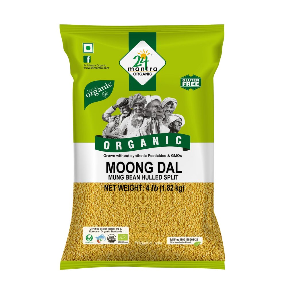24 MANTRA Organic Moong Dal - Usda Certified Organic - European Union Certified Organic - Pesticides Free - Adulteration Free - Sodium Free (4 Pound (Pack Of 1) Yellow)