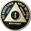 1 Year AA Medallion Black Gold Plated Anniversary Chip view 1