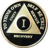 1 Year AA Medallion Black Gold Plated Anniversary Chip view 3