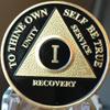 1 Year AA Medallion Black Gold Plated Anniversary Chip view 4